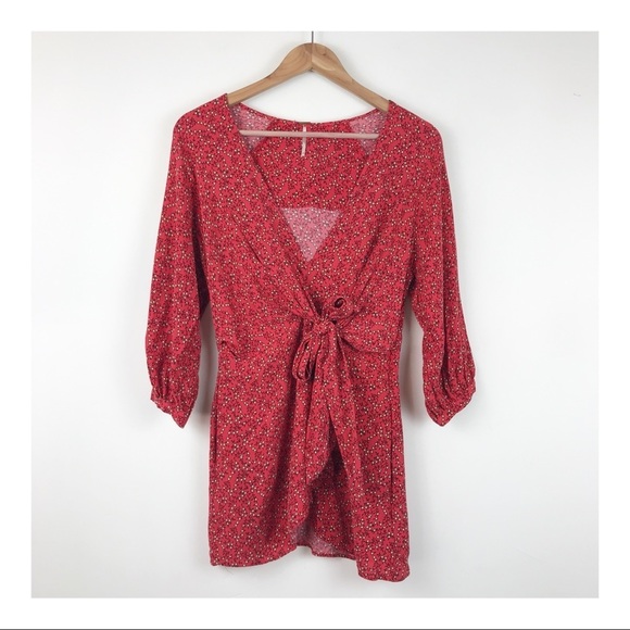 Free People Clara Red Floral Tunic Dress Size XS - Picture 7 of 15